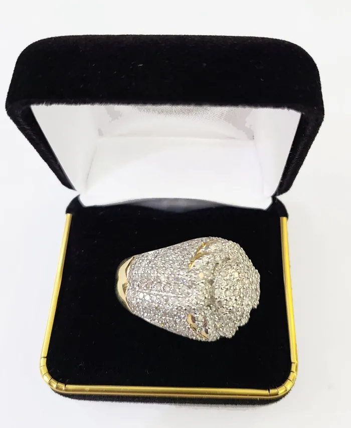 Real 10k Yellow Gold White Diamond Ring Size 10 Mens Ring Gold and Diamond Rings