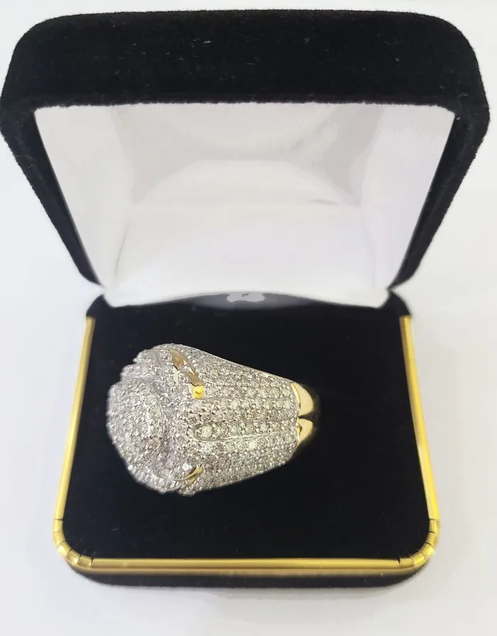 Real 10k Yellow Gold White Diamond Ring Size 10 Mens Ring Gold and Diamond Rings