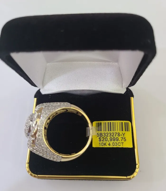 Real 10k Yellow Gold White Diamond Ring Size 10 Mens Ring Gold and Diamond Rings