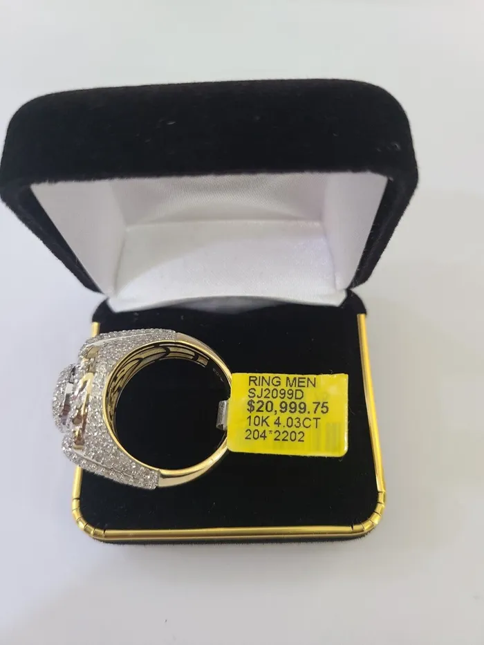 Real 10k Yellow Gold White Diamond Ring Size 10 Mens Ring Gold and Diamond Rings