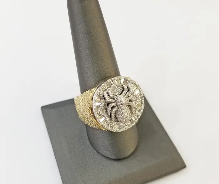 Rings Globalwatches10 10k Real Yellow Gold Mens Real Diamond Baguette Spider Ring 179CT Size Rings Globalwatches10 10k Real Yellow Gold Mens Real Diamond Baguette Spider Ring 179CT Size