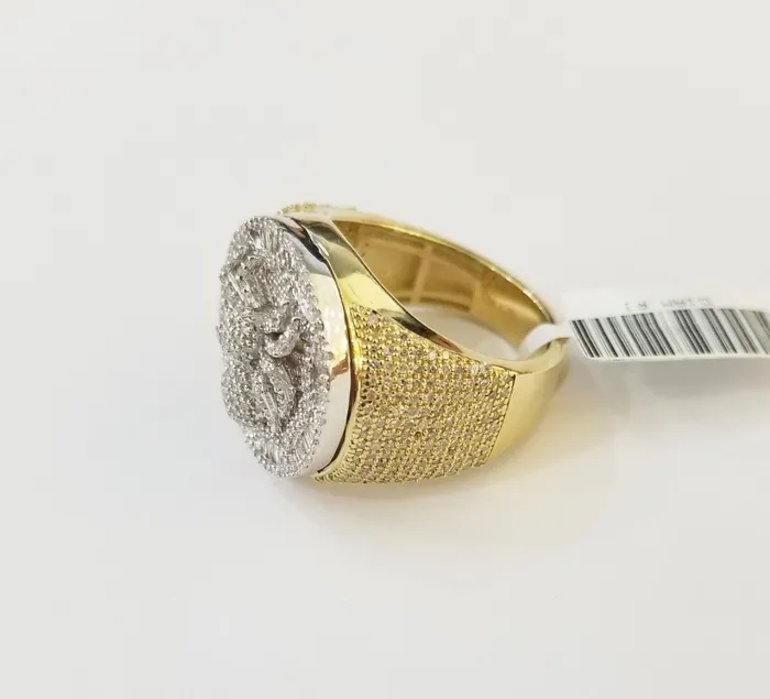 Rings Globalwatches10 10k Real Yellow Gold Mens Real Diamond Baguette Spider Ring 179CT Size