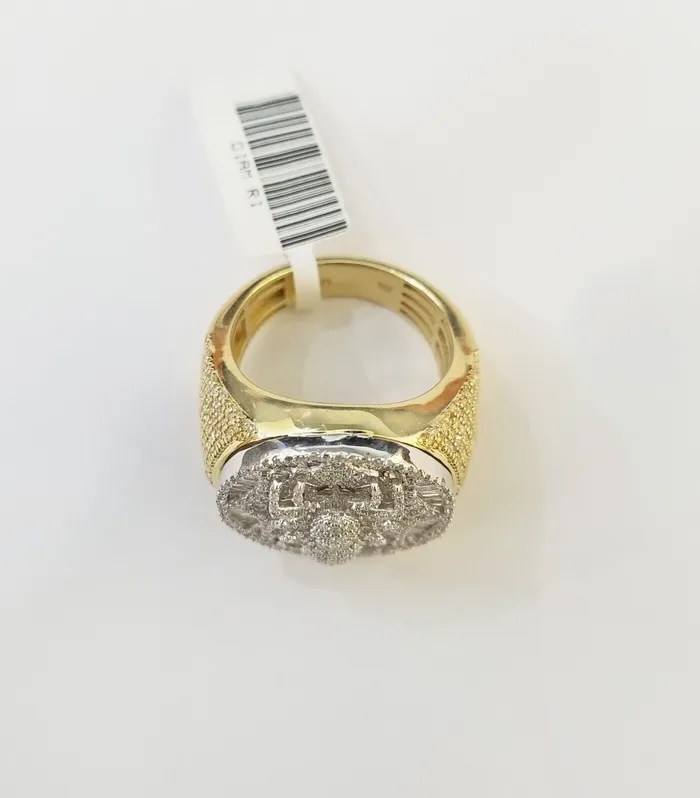 Rings Globalwatches10 10k Real Yellow Gold Mens Real Diamond Baguette Spider Ring 179CT Size