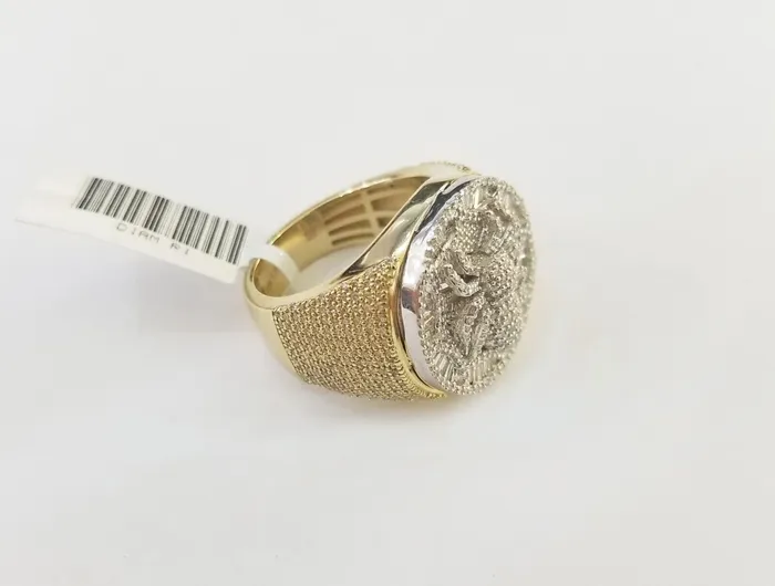 Rings Globalwatches10 10k Real Yellow Gold Mens Real Diamond Baguette Spider Ring 179CT Size