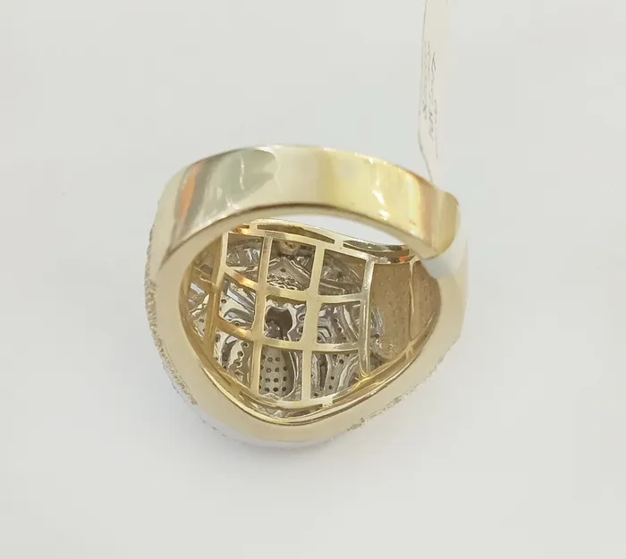 Rings Globalwatches10 10k Real Yellow Gold Mens Real Diamond Baguette Spider Ring 179CT Size