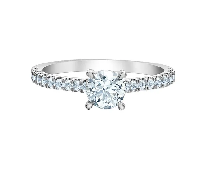 Rings Maple Leaf Diamonds 14kt White Gold 101cttw Round Cut Engagement Ring