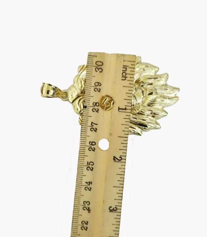 Solid 10k Yellow Gold Lion Head pendant Mens Charm 25 Real 10k High Quality Gold Gold and Diamond PreStyled Sets