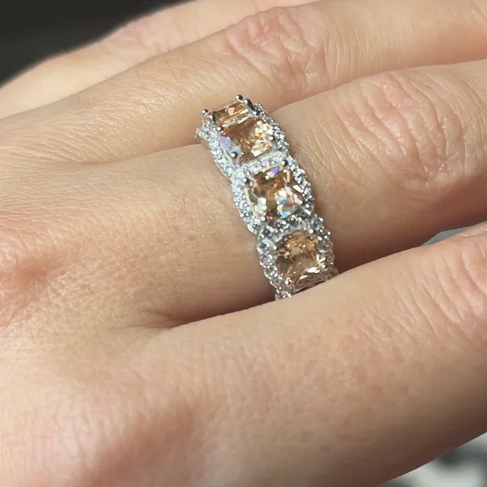 Sophiareneboutique Sterling Silver Amber CZ Eternity Band SZ 9 Rings
