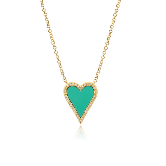 Alev Collection Necklaces Stone Pave Modern Heart Necklace