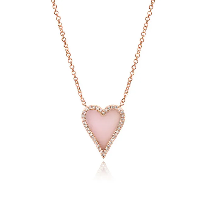 Alev Collection Necklaces Stone Pave Modern Heart Necklace