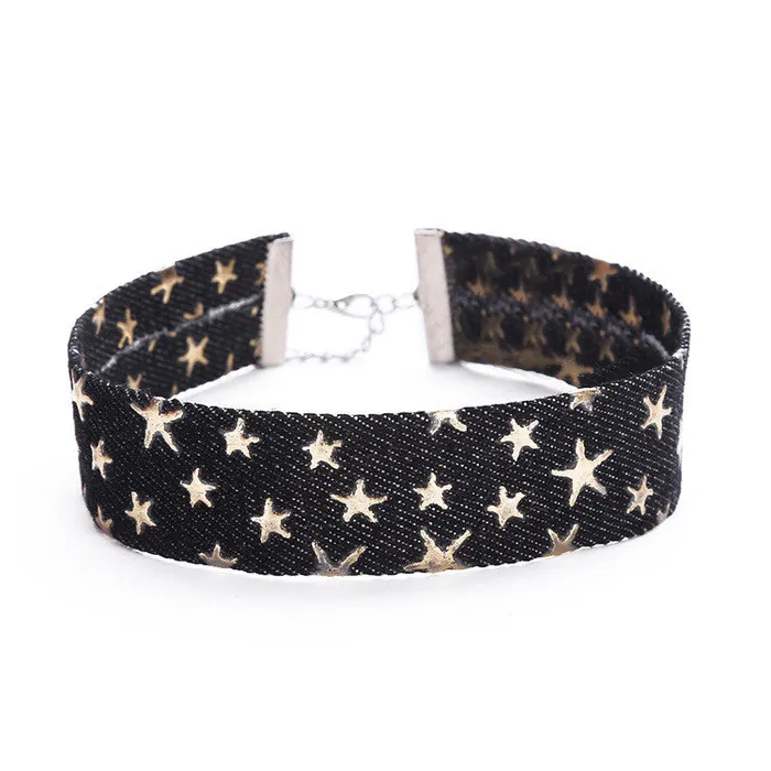 Blue Denim Choker Necklace For Women sparklingselections Necklaces