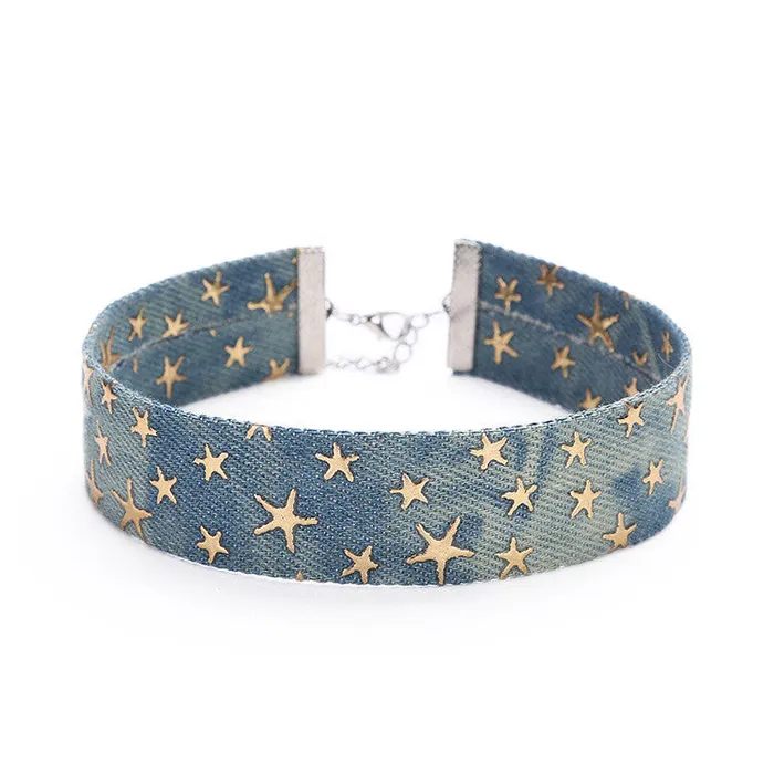 Blue Denim Choker Necklace For Women sparklingselections Necklaces