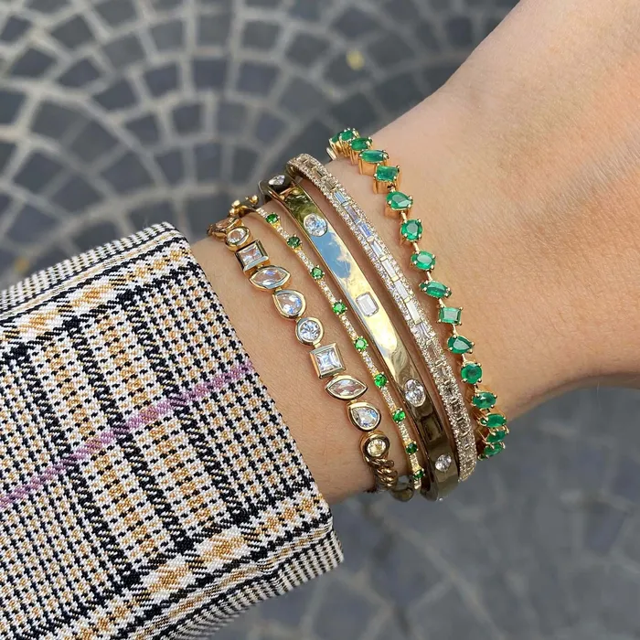 Bracelets Multi Shape White Topaz Bezel Cuban Bracelet Alev Collection