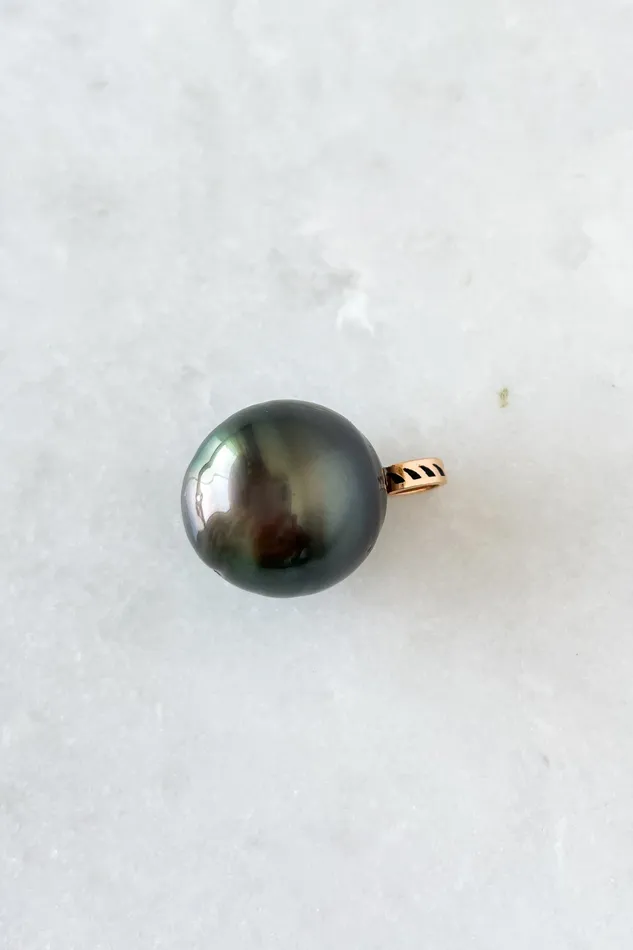 DEZSO Charm Necklaces One of a Kind Grey Pearl Charm