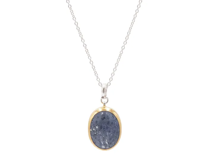 GURHAN Galapagos Sterling Silver Coral Pendant Necklace 20x15mm Oval Gold Accents GG SILVER CLR Necklaces