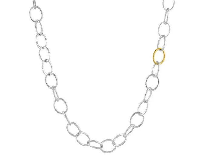 GURHAN Hoopla Sterling Silver Short Necklace with No Stone Gold Accents GG SILVER TRAD Necklaces