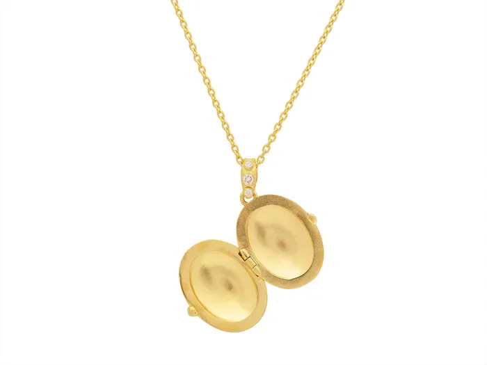 GURHAN Locket Gold Pendant Necklace 36x21mm Oval GG GOLD TRAD Necklaces