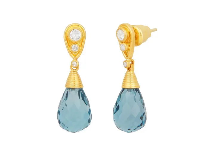 GURHAN Spell Gold Topaz Single Drop Earrings 14x9mm Teardrop GG GOLD OOAK Earrings