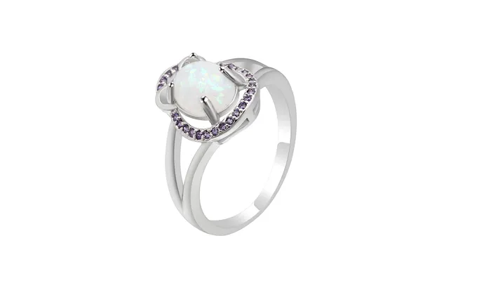 Purple Cubic Zircon Claw Bead Opal Ring sparklingselections Rings