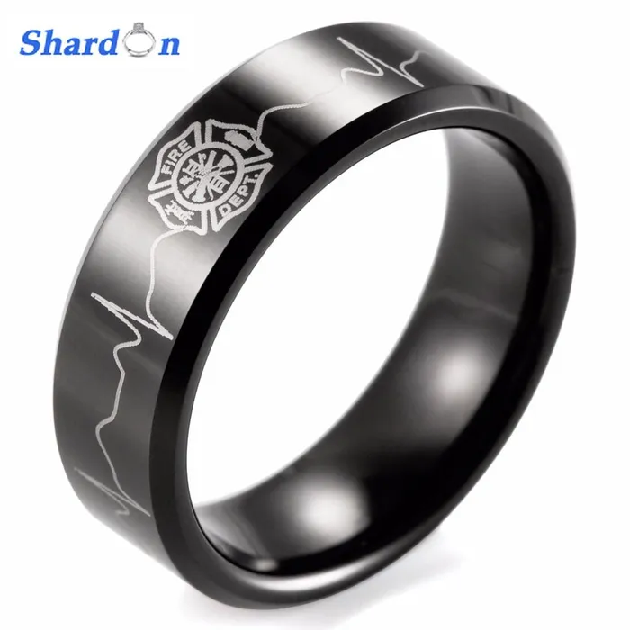 Rings sparklingselections Black Beveled Tungsten Carbide Outdoor Wedding Ring Rings sparklingselections Black Beveled Tungsten Carbide Outdoor Wedding Ring