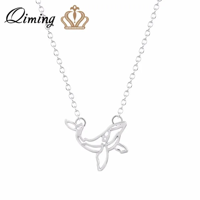 sparklingselections Dolphin Cute Whale Cut Out Shaped Pendant Necklace Necklaces