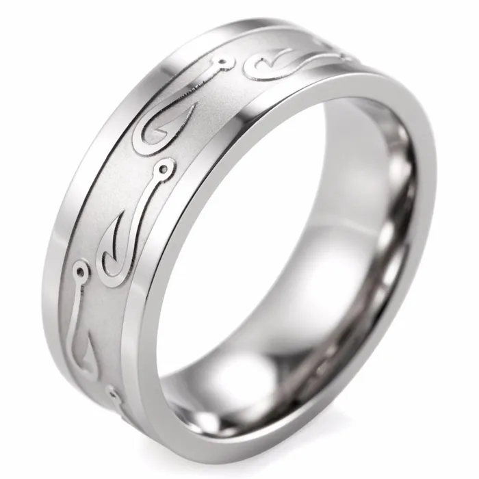 sparklingselections Rings Hook Engraved Silver Wedding Ring for Men