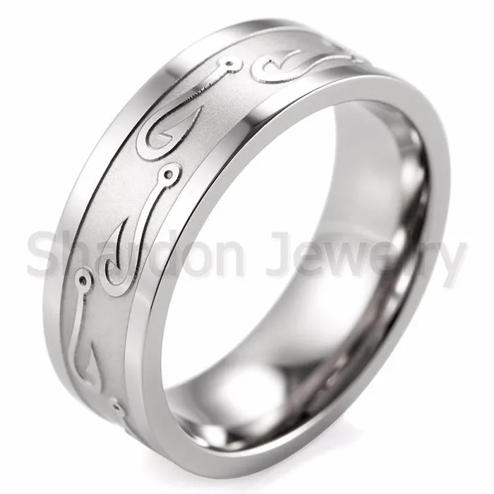 sparklingselections Rings Hook Engraved Silver Wedding Ring for Men