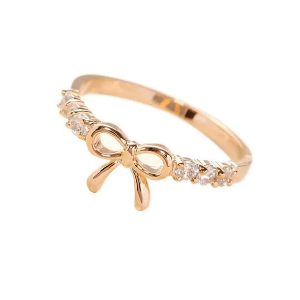 sparklingselections Rings Life Belongs to you Simple Crystal Bow Ring