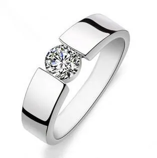 sparklingselections Rings Shiny CZ Zircon Silver Plated Wedding Finger Ring sparklingselections Rings Shiny CZ Zircon Silver Plated Wedding Finger Ring