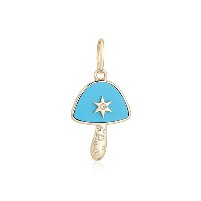 Stone Mushroom Center Star Charm Alev Collection Charm Necklaces