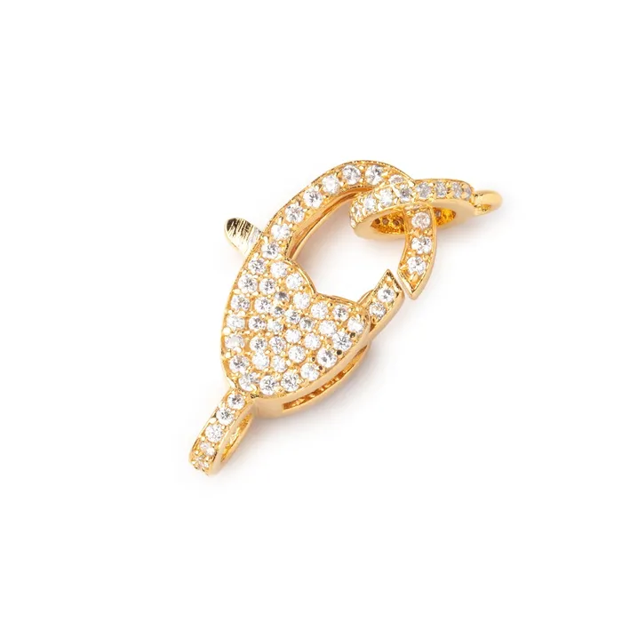 Beadsofcambaycom 24x9mm Vermeil CZ Oval Lobster Clasp with CZ Ring 1 piece Rings