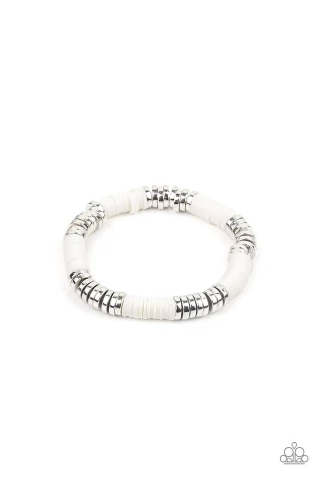 Bracelets Paparazzi Accessories Stacked In Your Favor White Bracelet Jewelry by Bretta
