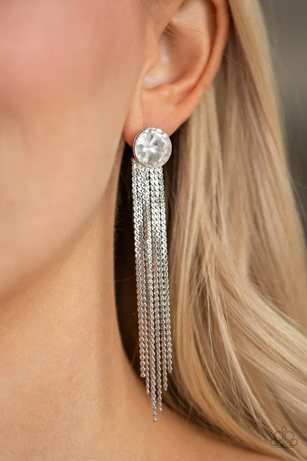 Earrings Level Up White Earrings Jewelry by Bretta Paparazzi Accessories