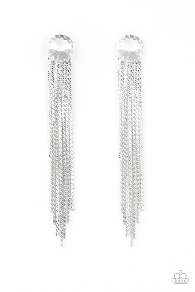 Earrings Level Up White Earrings Jewelry by Bretta Paparazzi Accessories
