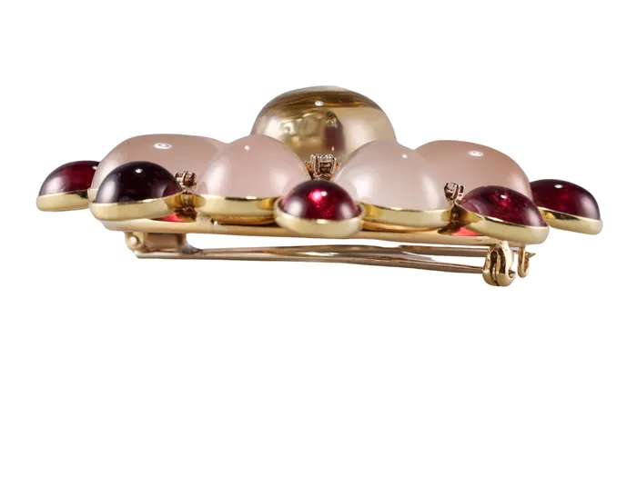 Faraone Mennella Earrings Faraone Mennella Gold Diamond Tourmaline Rose Quartz Brooch