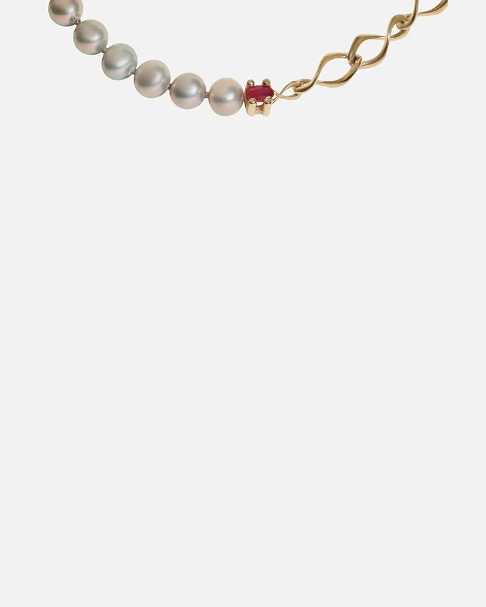 Necklaces Lucia B Marti X Nucleus Chain Pearl Necklace Ruby