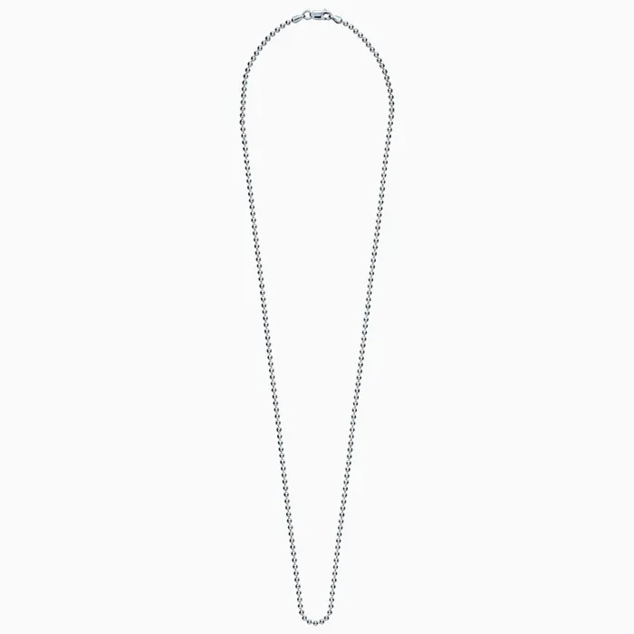 Necklaces Sandy Steven Engravers 15mm Mens 14k White Gold Bead Chain Necklace