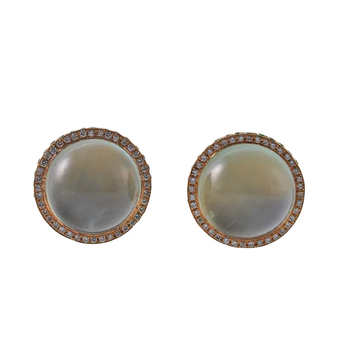 Oakgem Modern Gold Diamond Prasiolite Tsavorite Earrings Earrings