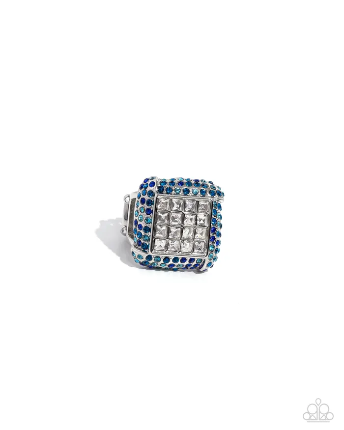 Rings Medium SQUARE Blue Ring Jewelry by Bretta Paparazzi Accessories