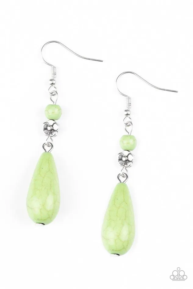 Sandstone Sunflowers Green Earrings Jewelry by Bretta Paparazzi Accessories Earrings