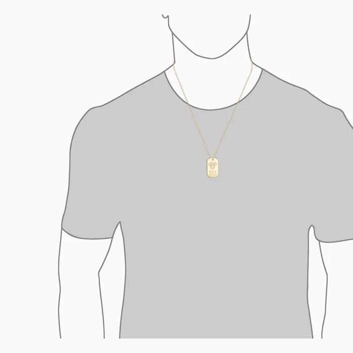 Sandy Steven Engravers Necklaces Engravable Mens 14k Yellow Gold Custom Graduation Dog Tag Slider Necklace with Ball Chain Medium