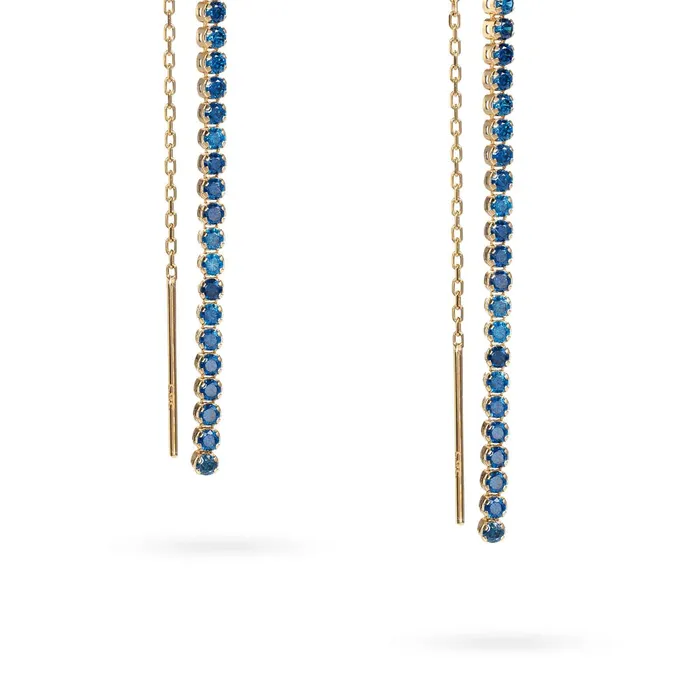 Senso Gold Earrings Womens dangling gold earrings with blue zircons 6 cm Senso Gold Shine