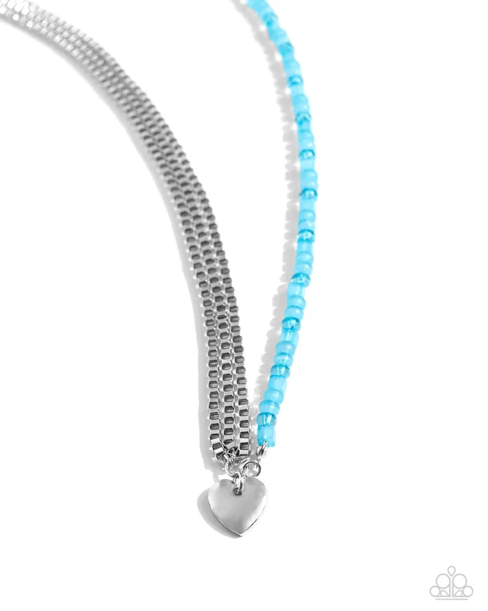 Squared Sweetheart Blue Heart Necklace Jewelry by Bretta Paparazzi Accessories Necklaces