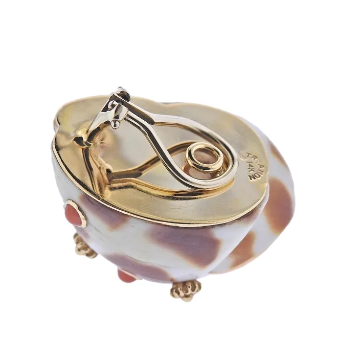 Trianon Earrings Trianon Vintage Shell Coral Gold Earrings