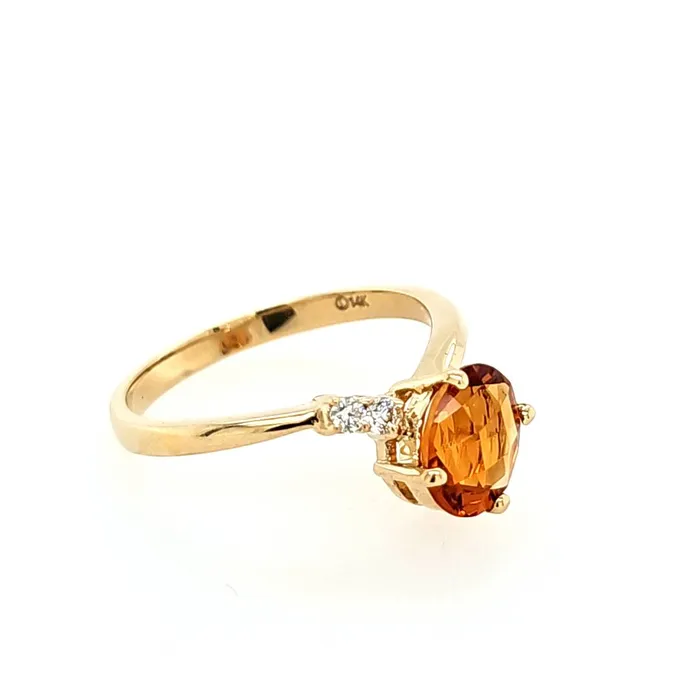 14k Yellow Gold Citrine Diamond Ring I8172 LIV Rings