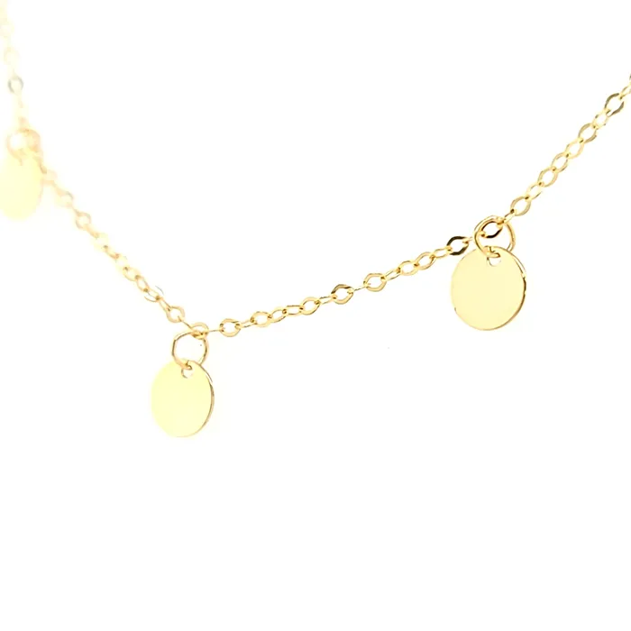 14k Yellow Gold Disc Station Necklace I7654 HE Necklaces
