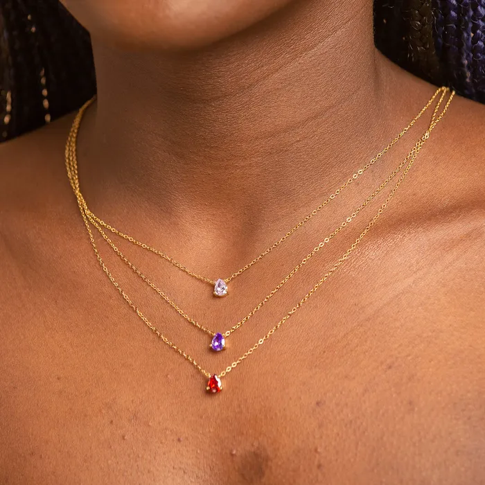Birthstone Pear Shaped Necklace June Camile Stone Necklaces