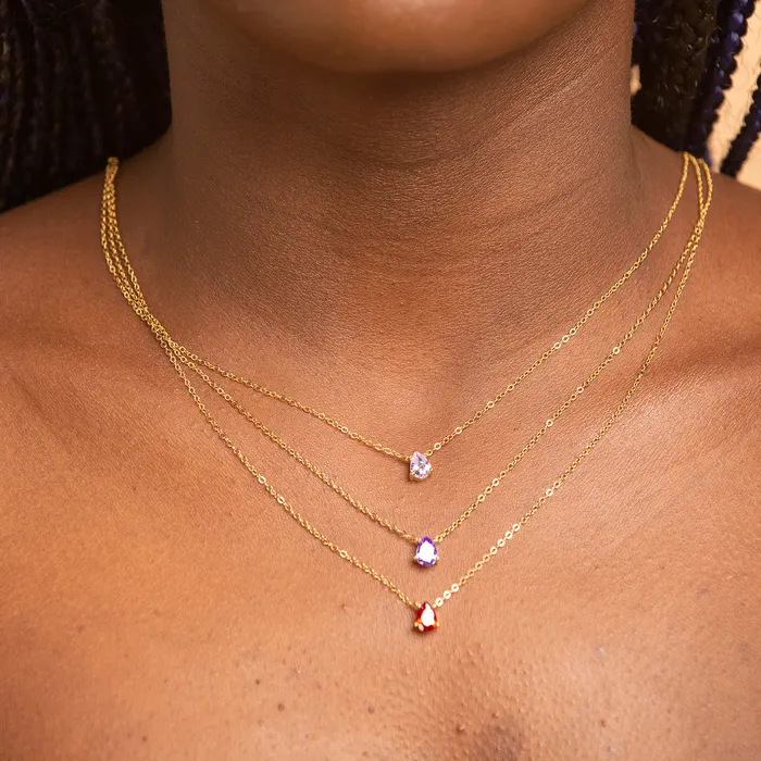 Birthstone Pear Shaped Necklace June Camile Stone Necklaces