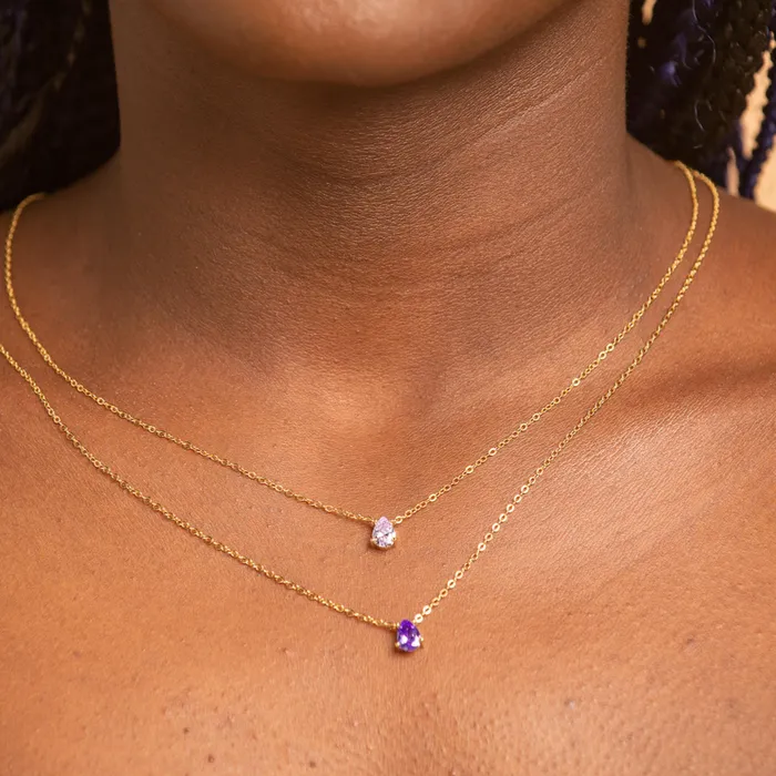 Birthstone Pear Shaped Necklace June Camile Stone Necklaces
