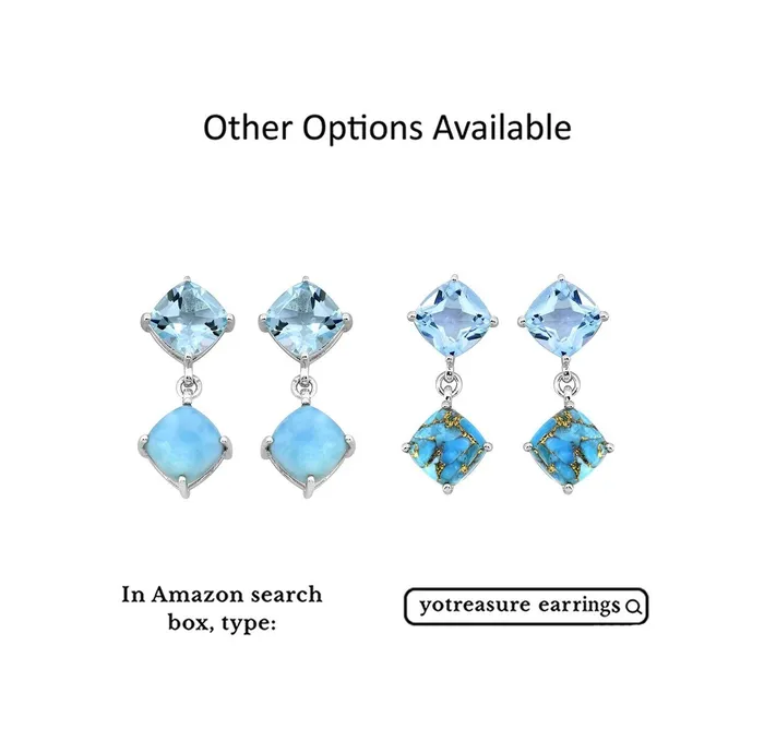 Earrings Blue Topaz Turquoise Solid 925 Sterling Silver Drop Earrings Jewelry YoTreasure